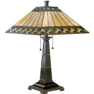  Lite Source LS 2131 Inglenook Tiffany Table Lamp, Antique 