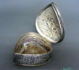 Persian Silver Love Peacocks Heart Jewelry Box Ca 1900  