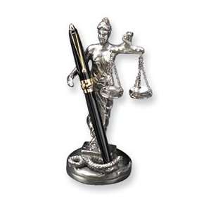  Silver Plated Lady Justice Pen Holder Jewelry