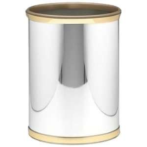   Waste Basket with 3/4 Inch Polished Brass Band and Gold Bumper Home
