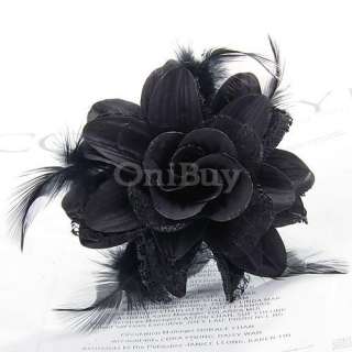 Fashion Bridal Hair Flower Feather Brooch Pin Bracelet  