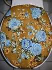   Roses over Gold   Floral Classic (ELONGATED) Toilet Seat Lid Cover