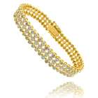   Hanna 18kt Gold Over Sterling Silver 1/2ct TDW Diamond 3 row Bracelet