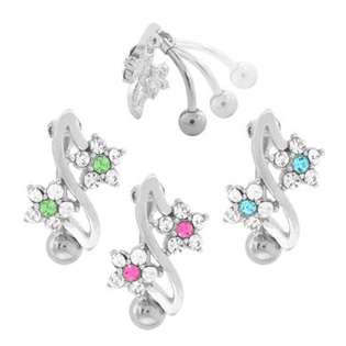   Flower Belly Rings   14g 3/8 Length   Sold Individually 