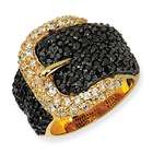 goldia Gold plated Sterling Silver Black/White CZ Buckle Ring Size 7