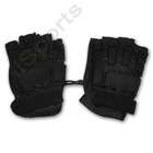   Flexon BLACK Paintball Airsoft Armored Half Finger Leather Gloves