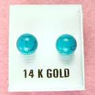 In Gifts 14K White Gold   8mm Turquoise Ball Stud Earrings