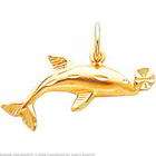FindingKing 10K Yellow Gold Dolphin with Ball Charm Diamond Cut