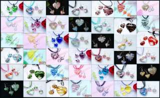 42Sets Heart Lampwork Glass Pendant Necklaces&Earrings  
