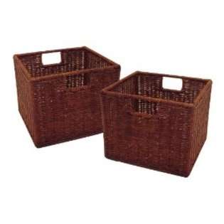 Winsome Wood Leo Storage Baskets, Set of 2,Walnut Finish 