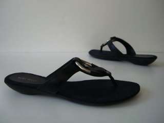 NINE WEST Black Leather Shoes Womens Flops Size 8.5  
