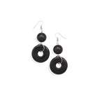   Fashion French Wire Earrings with Black Bead and Donut Shaped Design