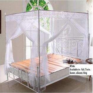   Lace Luxury 4 Post Bed Canopy Mosquito Net Set Frame 