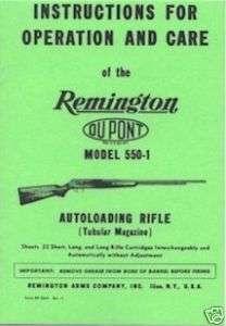 Remington Rifle Model 550 1 Owners Gun Manual  