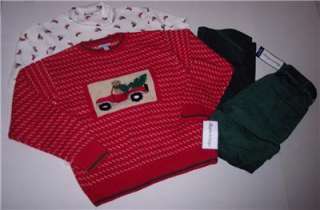 Hartstrings Christmas Red Green Sweater Dog Pants Set  