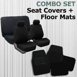 FH FB056112 + C14403 Combo Set Black Modern Flat Cloth Seat Covers 