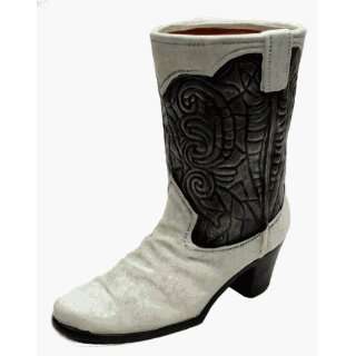    Western Boot Wine Caddy Pewter/Antique White