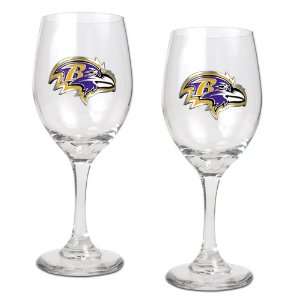  Baltimore Ravens 2 Piece NFL Wine Glass Set Kitchen 