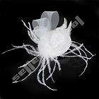 White Feather Hair Clip Lace Mini Top Hat Wedding Party