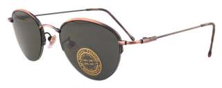 Vintage Round Hippie Bronze Half Rim Sun Glasses 3568  