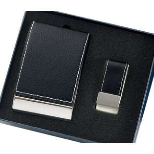 Aeropen International GCM 35BLK PU Leatherette Metal Card Holder with 