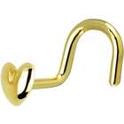 Body Candy Solid 14KT Yellow Gold Heart Nose Screw Ring