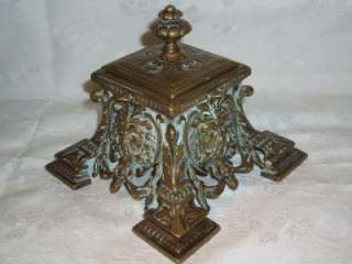 An Antique Brass  French Empire  Desk Top Inkwell  
