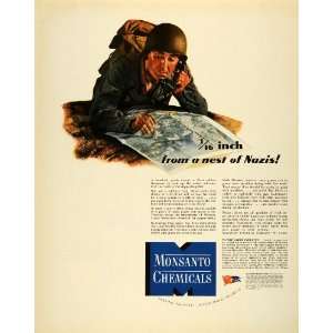 1943 Ad Mersixe Paper Monsanto Chemicals WWII War Production Military 