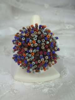 Handmade Bead Puff Stretch Ring / Scarf Holder Multi Color  