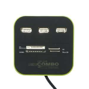  High Speed Streamline 3 Port USB 2.0 Hub & Card Reader Combo 