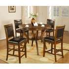 5pc counter height dining set contemporary style in walnut finish