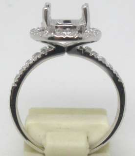   8x10mm Solid 14Kt White Gold Natural Diamond Semi Mount Ring  