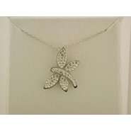 Sterling Silver White Dragonfly Crystal Pendant 