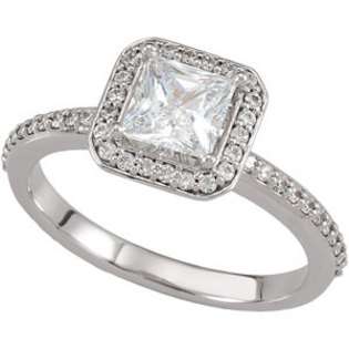  Cut Diamond Halo Engagement Ring White Gold  Pompeii3 Inc. Jewelry 