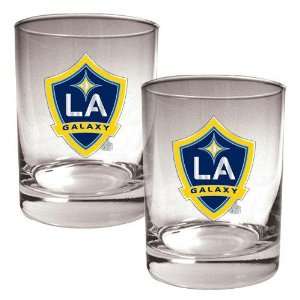 Los Angeles Galaxy MLS 2pc Rocks Glass Set   Primary Team Logo  