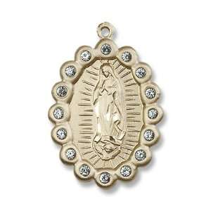   Our Lady of Guadalupe Pendant Stainless Gold Heavy Curb Chain Jewelry