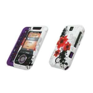  Premium White with Red Flower Design Snap On Cover Hard 