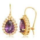 Joolwe 10k Yellow Gold 4.92 ctw Amethyst Cubic Zirconia Drop Earrings