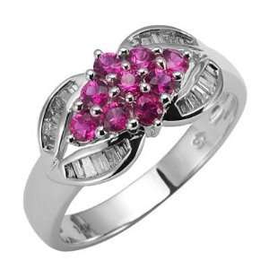 14k White Gold Ruby and Diamond Ring Size 6.5 Jewelry