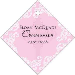 Wedding Favors Pink Floral Pattern with Cross Design Diamond Shaped 