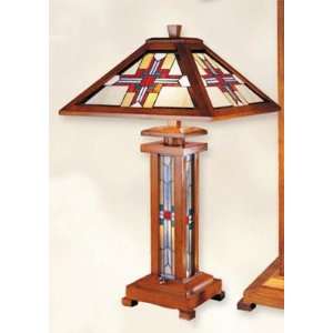  Stained Glass Native American Wood Table Lamp