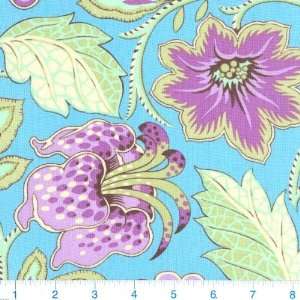 45 Wide Amy Butler Ginger Bliss Deco Bouquet Sky Blue Fabric By The 