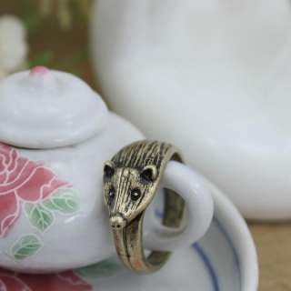   Vintage Antiqued The owl squirrel The fox The rabbit hedgehog Ring set