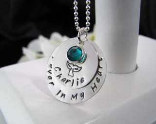 Double Sterling Silver Hand Stamped In Loving Memory Remembrance 