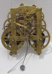 Antique TERRY CLOCK CO. Gingerbread Clock Movement, Dial, Pendulum 