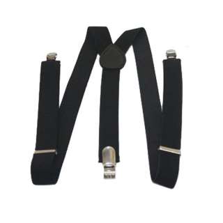 New Clip on Braces Elastic Y back Suspenders black  