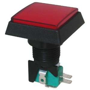  12v Lighted Pushbutton, Red 1.5 Square