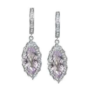  Marquise Purple Amethyst Diamond Earrings Jewelry