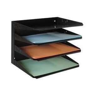  Industrial Grade 1AYF2 Tray, Letter, 4 Compartment, Blk 