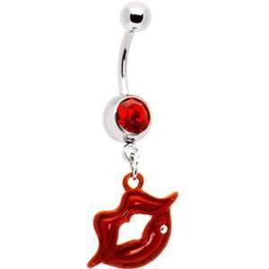  Ruby Red Gem Brilliant Hot Lips Belly Ring Jewelry
